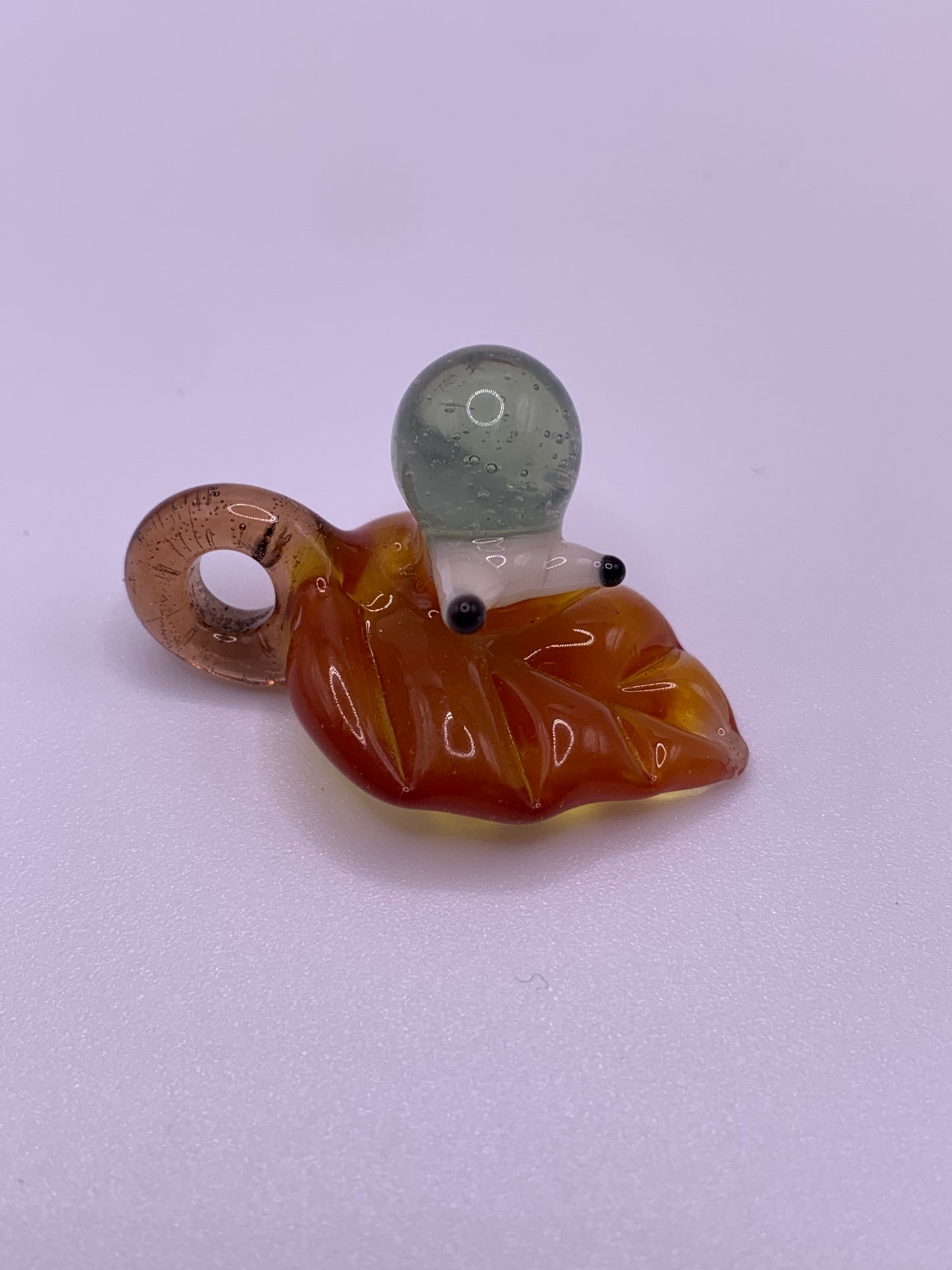 ArielleGlassArt - Autumn leaf Pendant with Snail #2