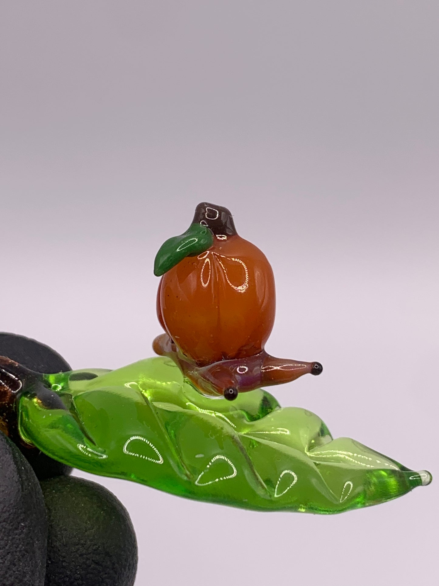 ArielleGlassArt - Autumn leaf Pendant with Pumpkin Snail #2