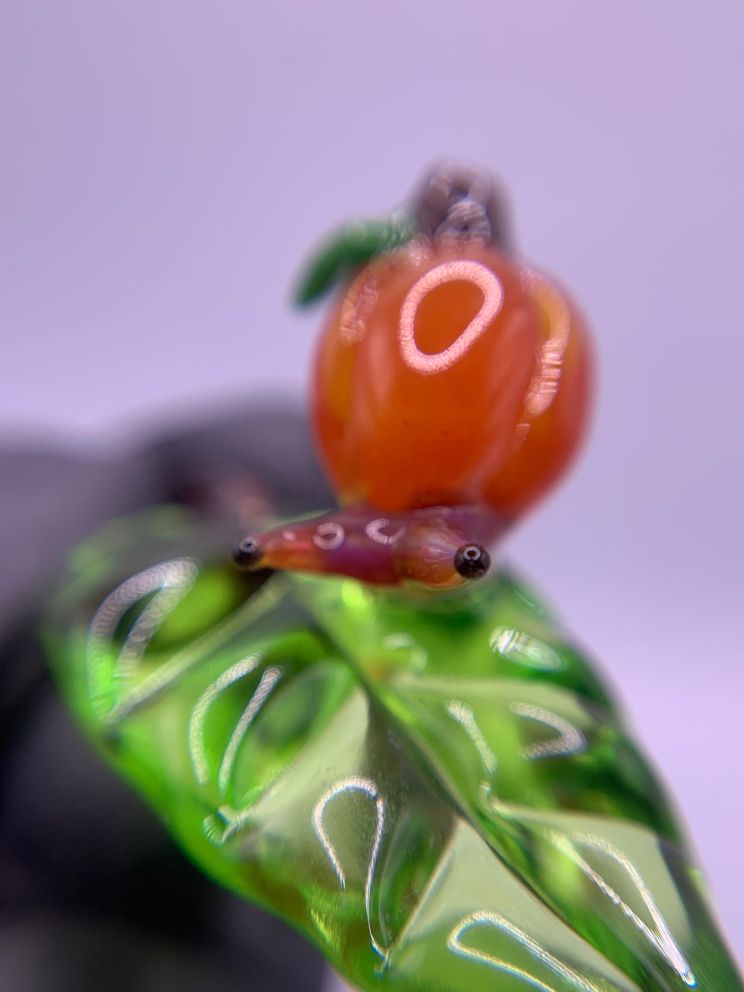 ArielleGlassArt - Autumn leaf Pendant with Pumpkin Snail #2