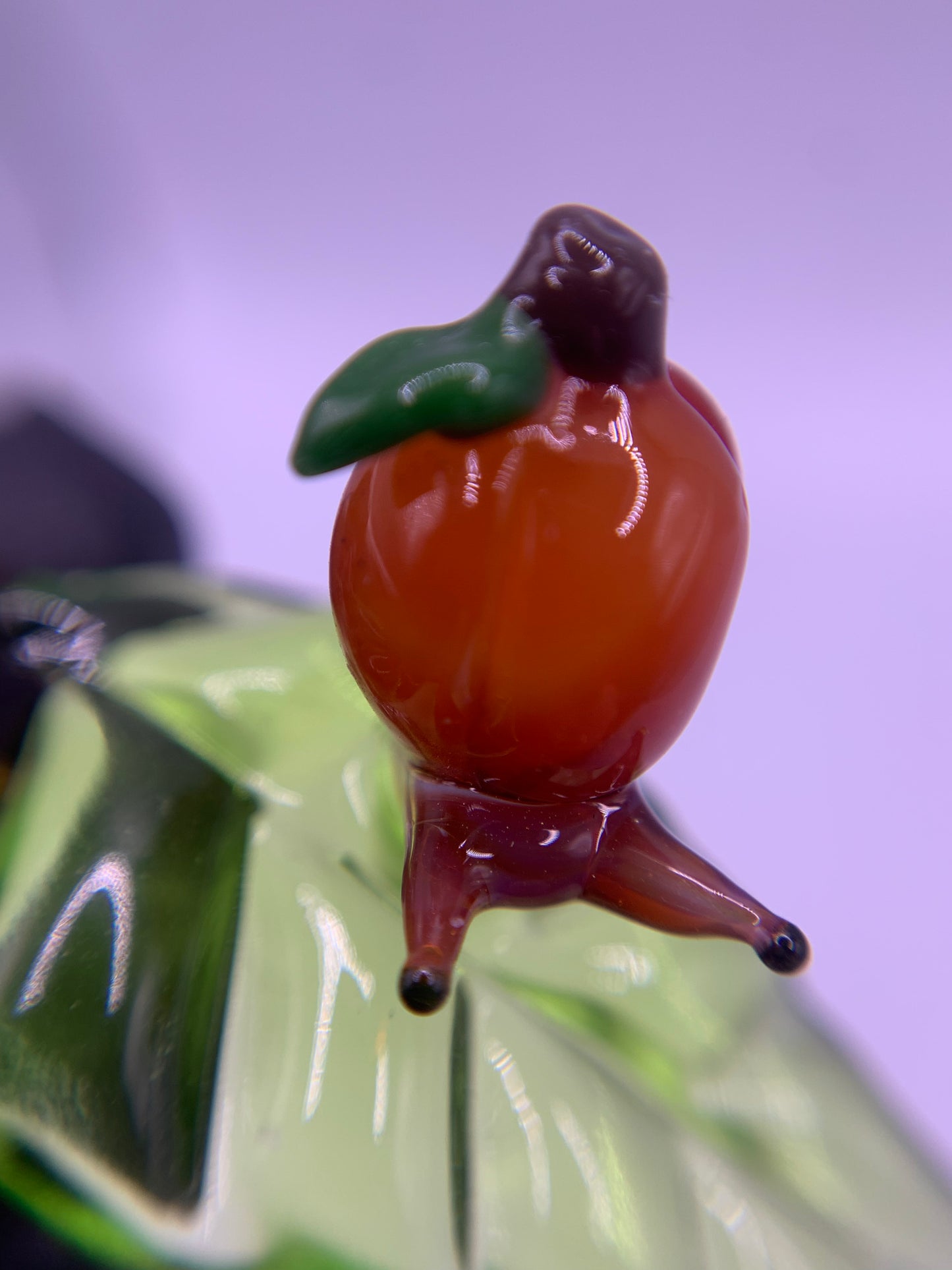 ArielleGlassArt - Autumn leaf Pendant with Pumpkin Snail #2