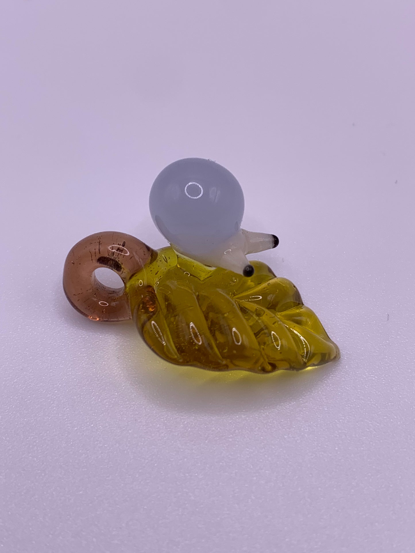 ArielleGlassArt - Autumn leaf Pendant with Snail #3