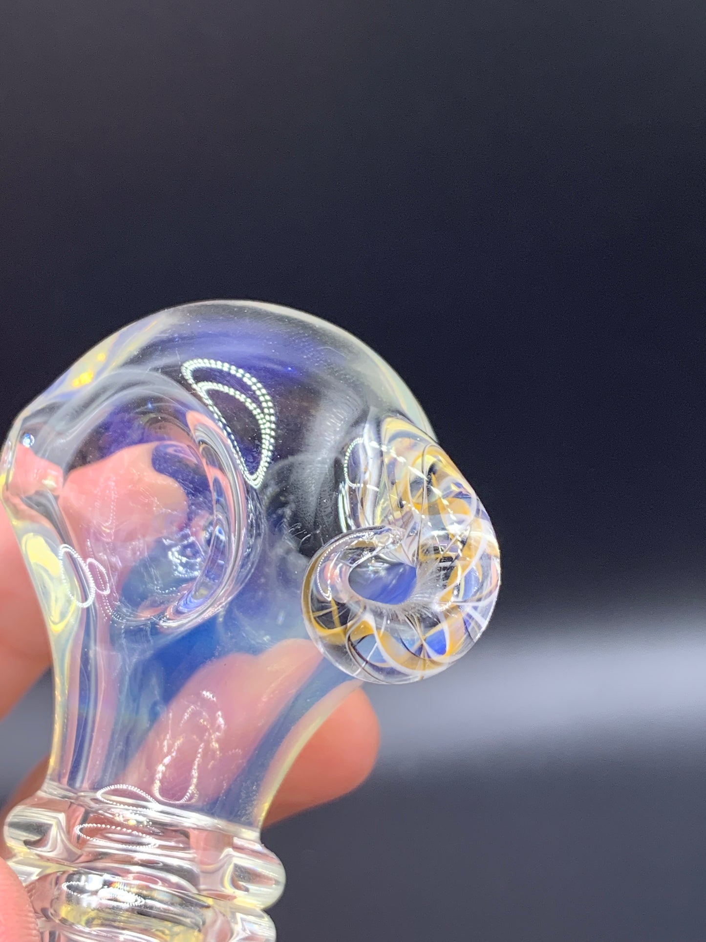 GreymarketGlass - Fumed Spoon Pipe with short twist horn