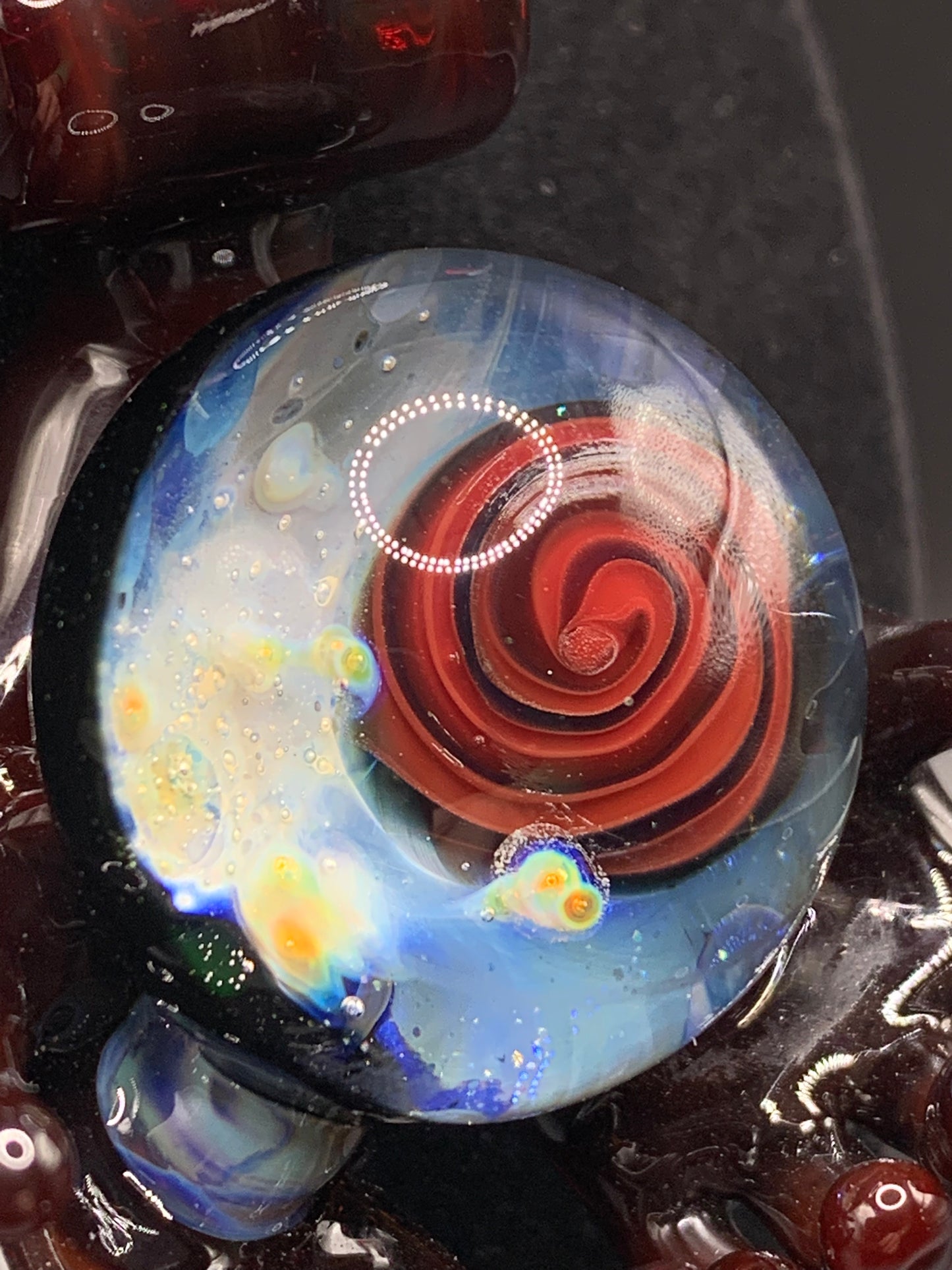 GreymarketGlass - Lil Gremlins Glass Shack Collaboration UV Space in hands pendant