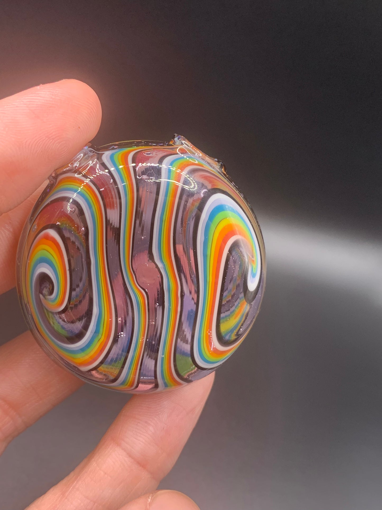 ClarksGlassWorks - Hollow WigWag Crushed Opal Pendant
