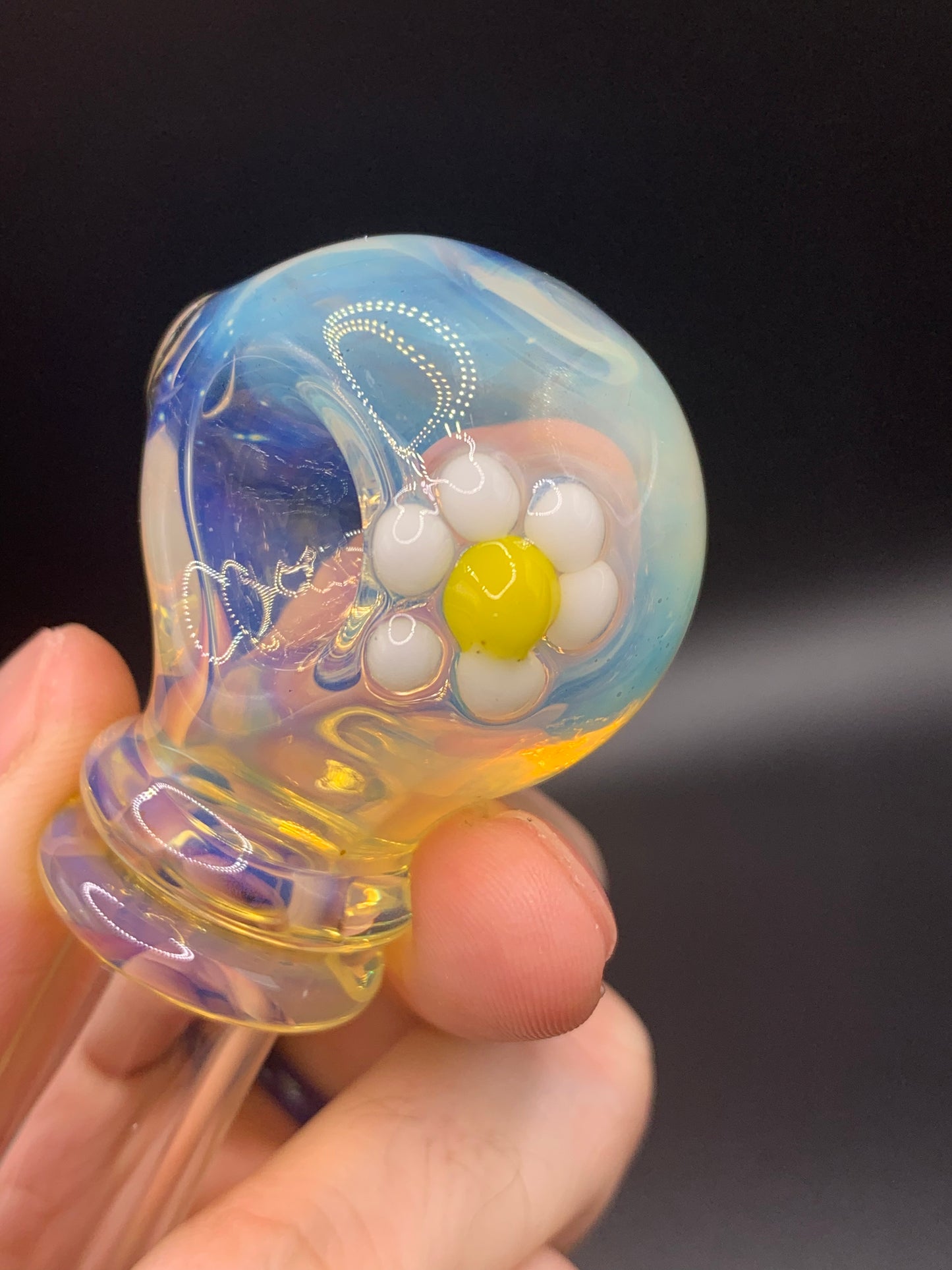 GreymarketGlass - Fumed Spoon Pipe with Daisy Flower