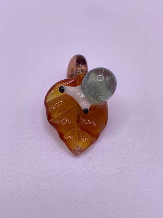 ArielleGlassArt - Autumn leaf Pendant with Snail #2