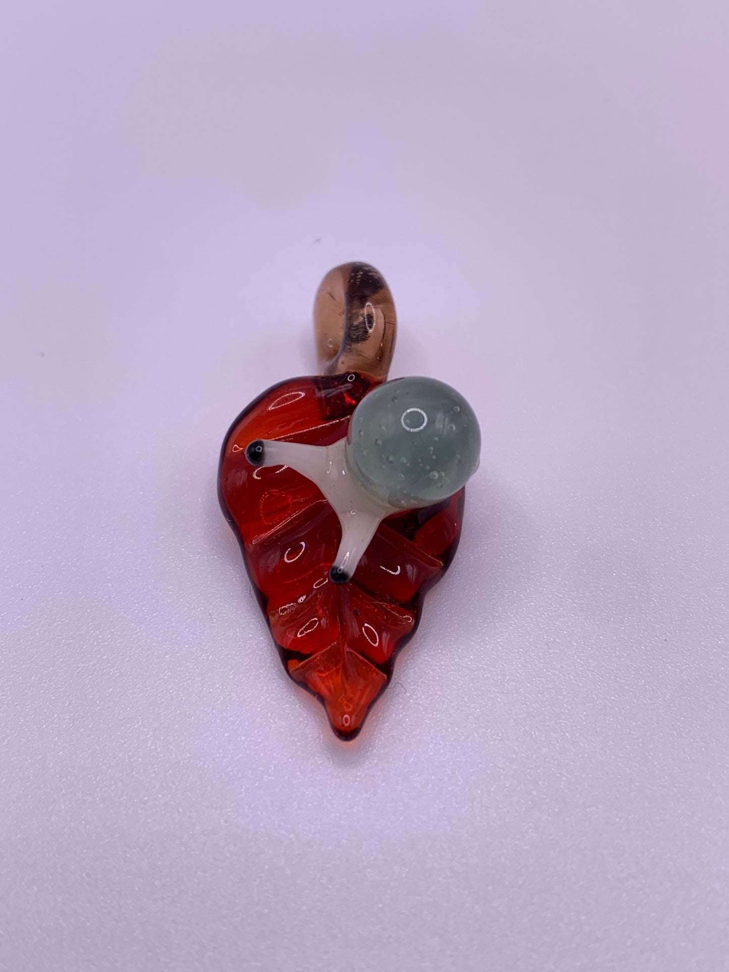 ArielleGlassArt - Autumn leaf Pendant with Snail #4