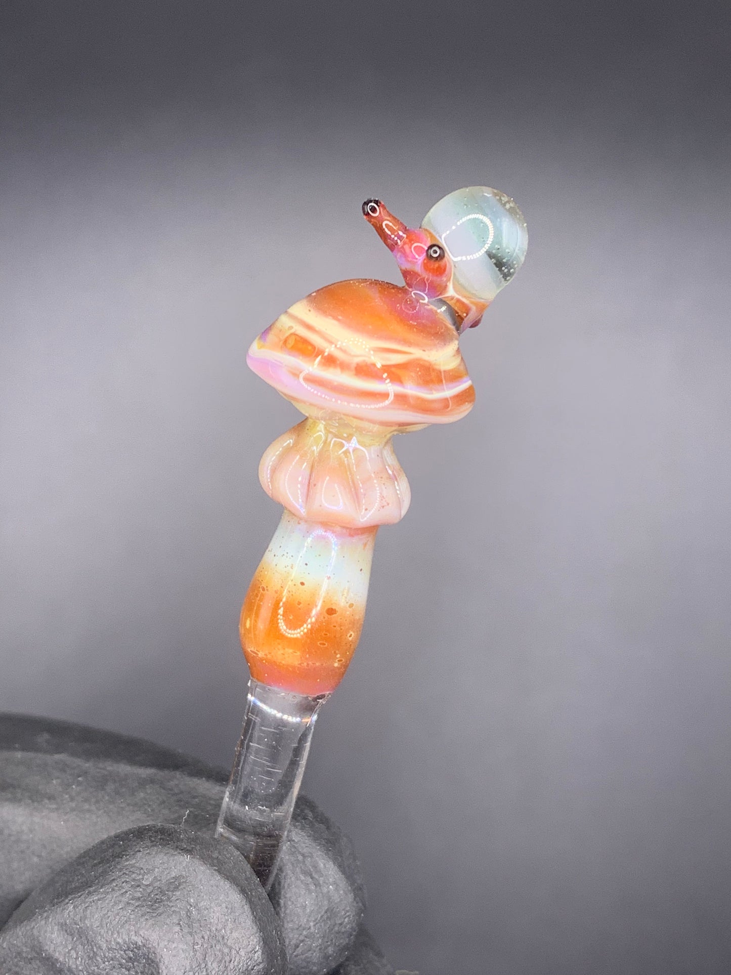 ArielleGlassArt - Mushroom with Snail Plant Buddies #1