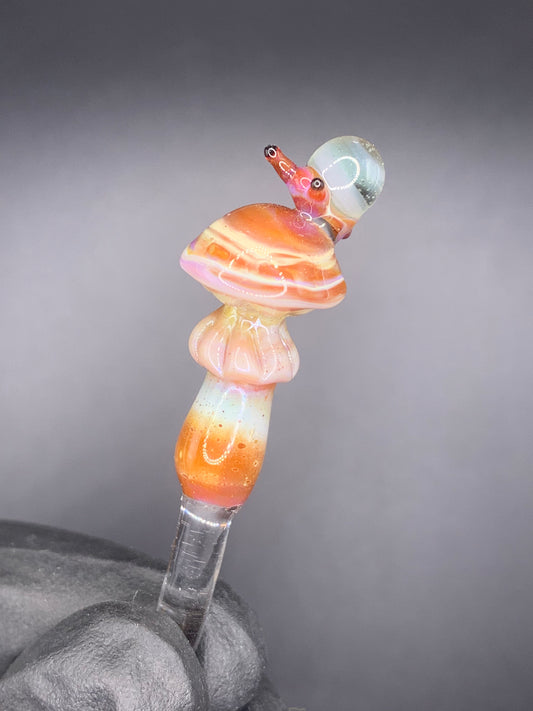 ArielleGlassArt - Mushroom with Snail Plant Buddies #1