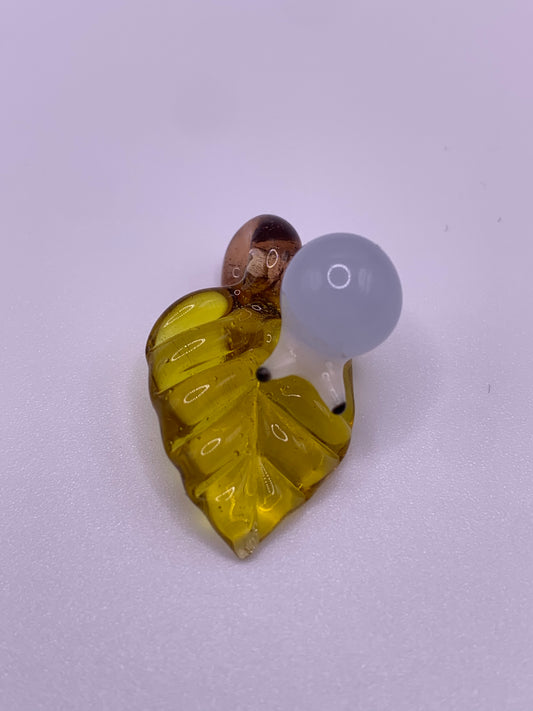 ArielleGlassArt - Autumn leaf Pendant with Snail #3