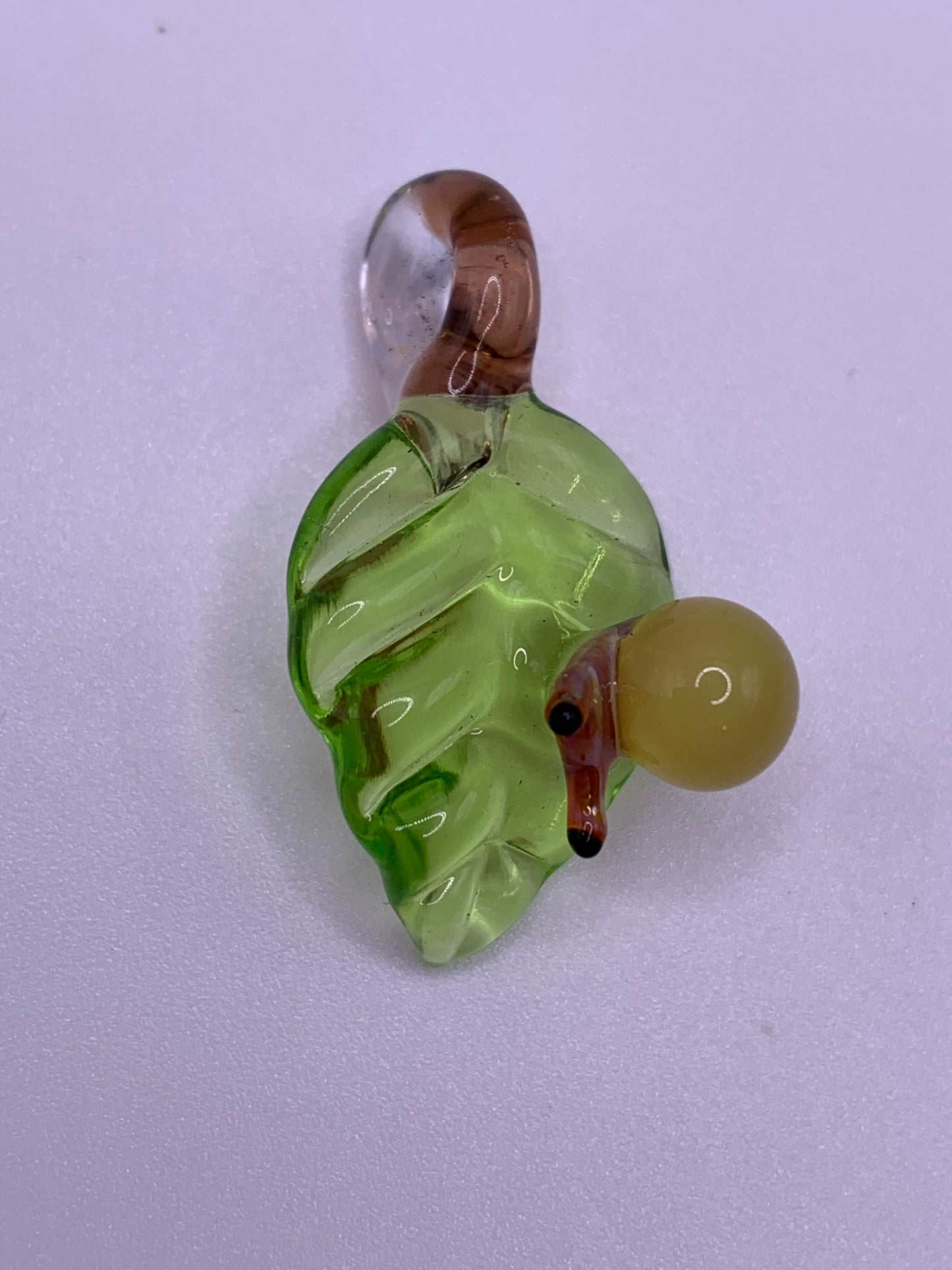 ArielleGlassArt - Autumn leaf Pendant with Snail #1