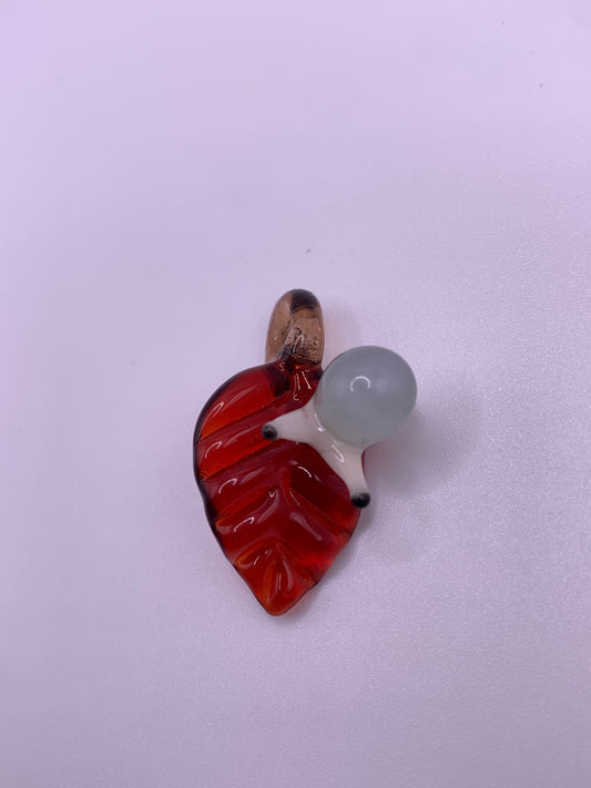 ArielleGlassArt - Autumn leaf Pendant with Snail #5