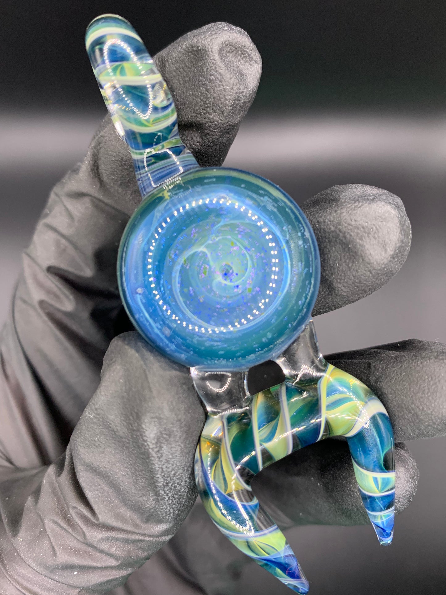 ClarksGlassWorks - Dichroic & Cane Work Bull Horn Pendant