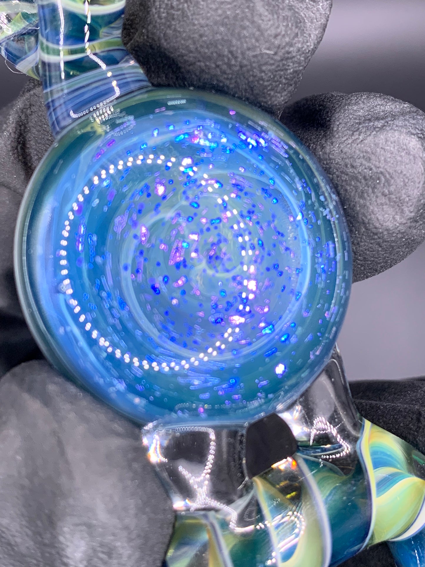 ClarksGlassWorks - Dichroic & Cane Work Bull Horn Pendant