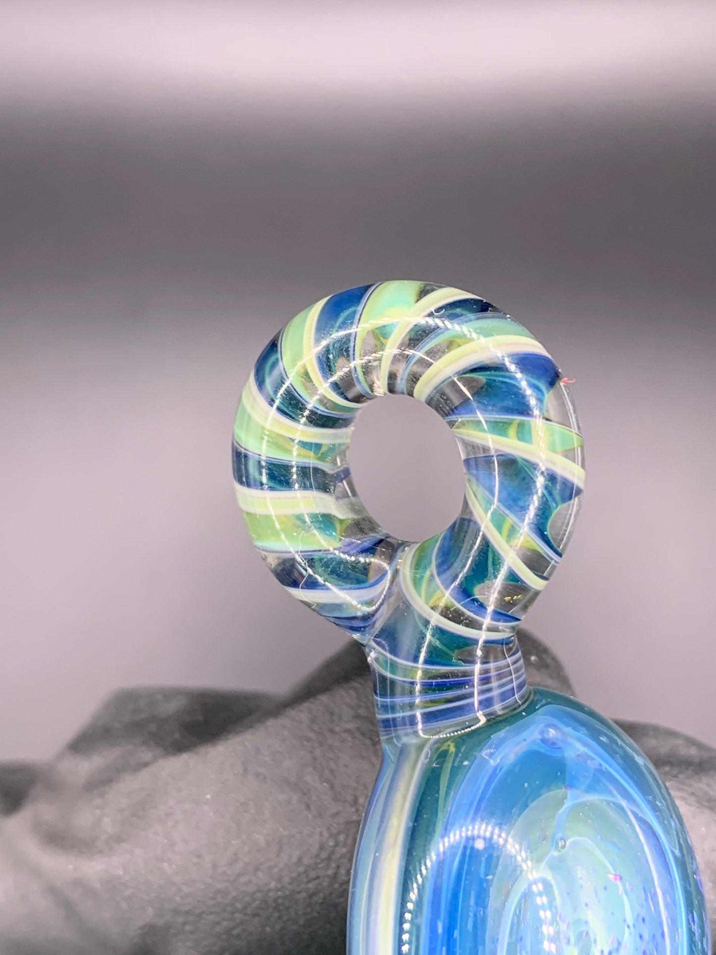 ClarksGlassWorks - Dichroic & Cane Work Bull Horn Pendant