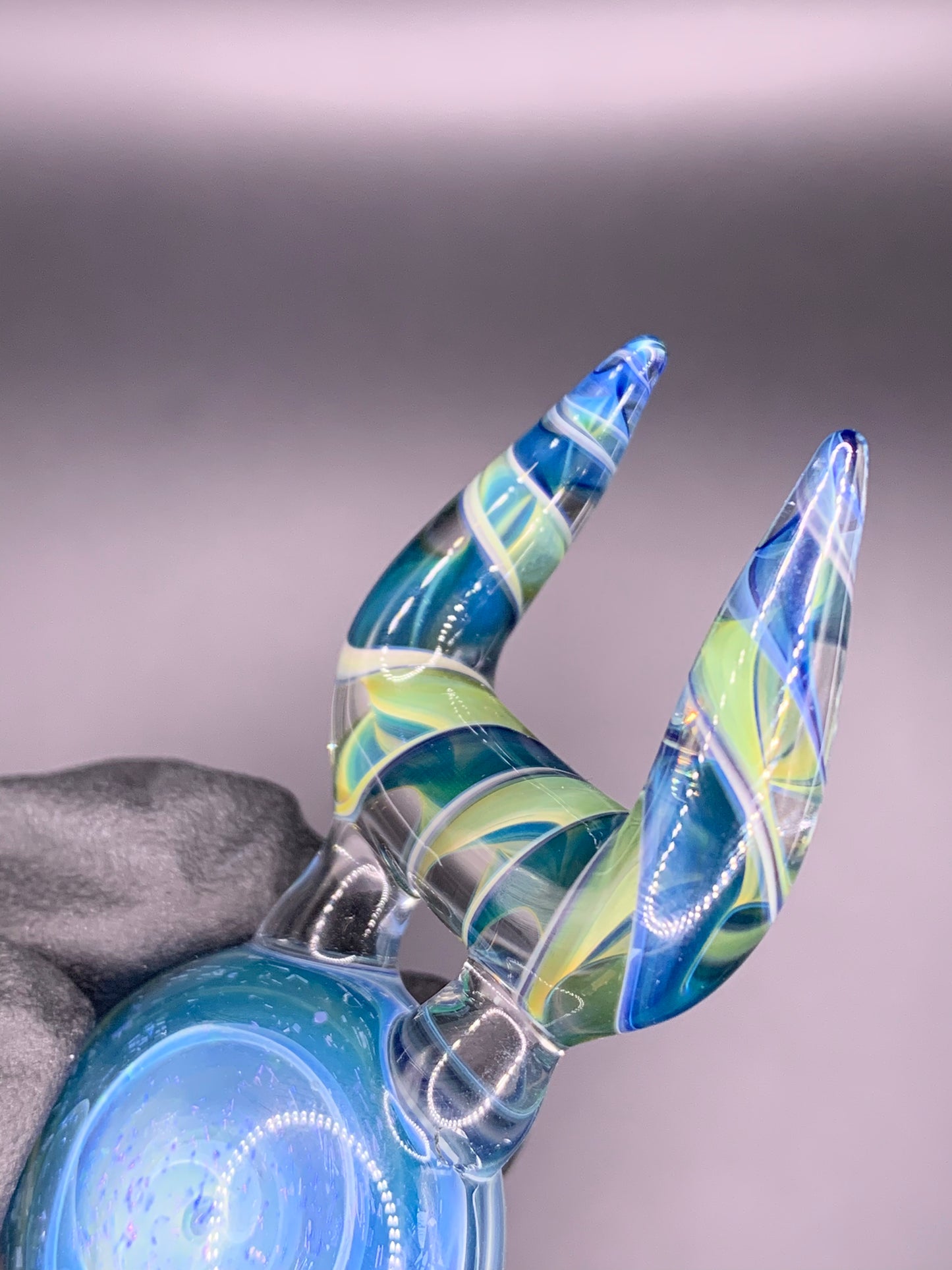ClarksGlassWorks - Dichroic & Cane Work Bull Horn Pendant