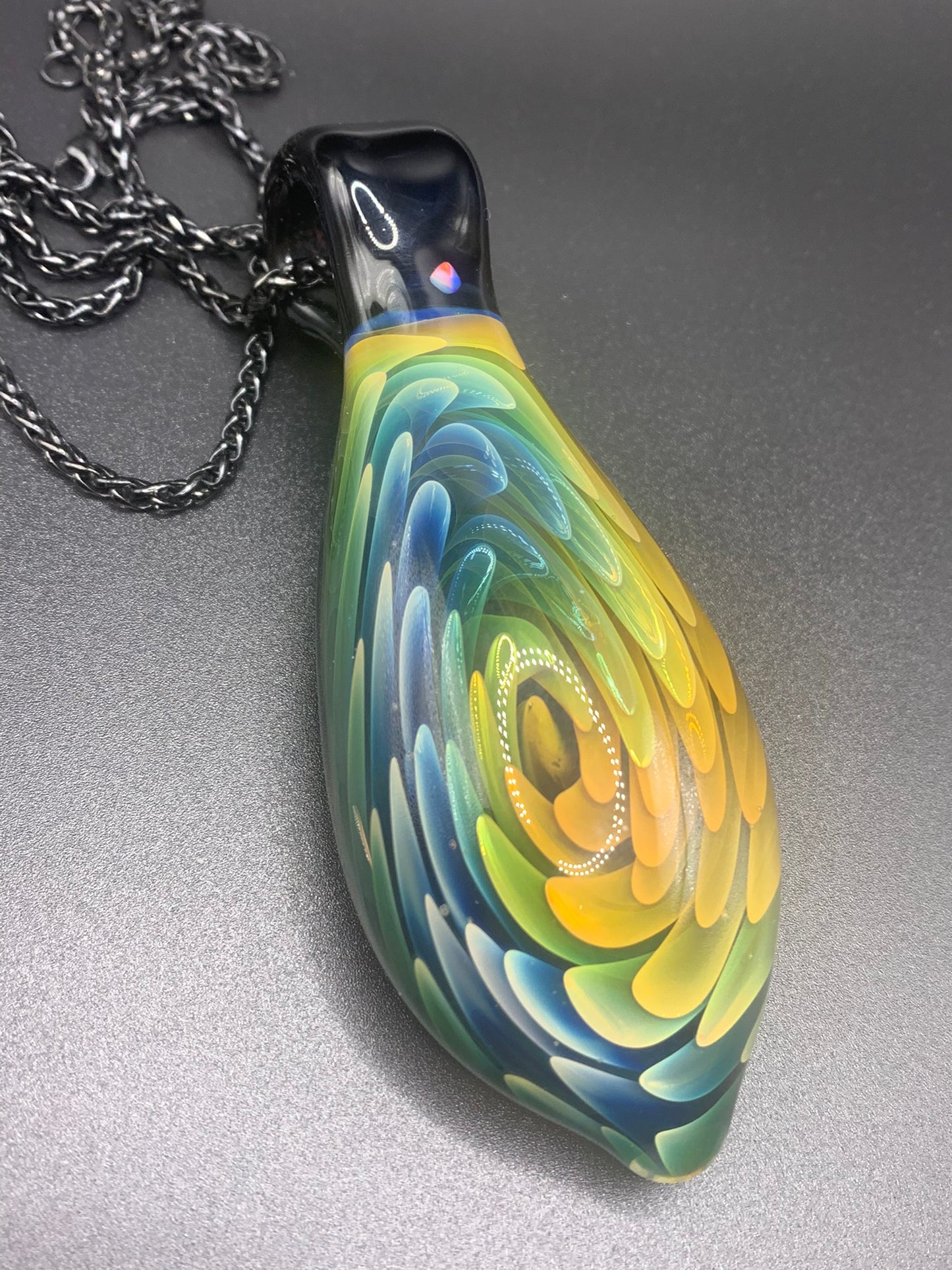 ClarksGlassWorks - XL Fumed Pendant with Opal