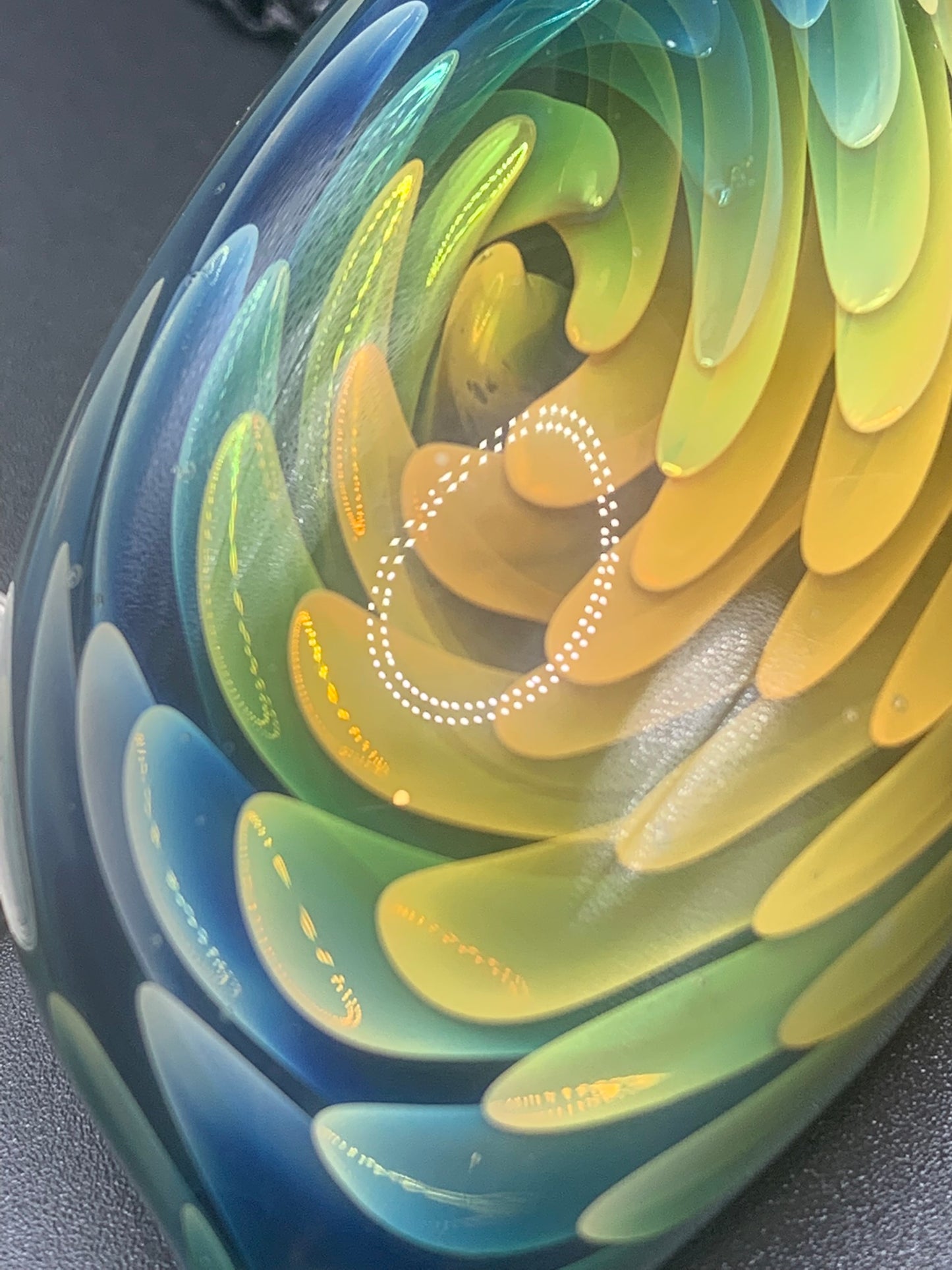 ClarksGlassWorks - XL Fumed Pendant with Opal