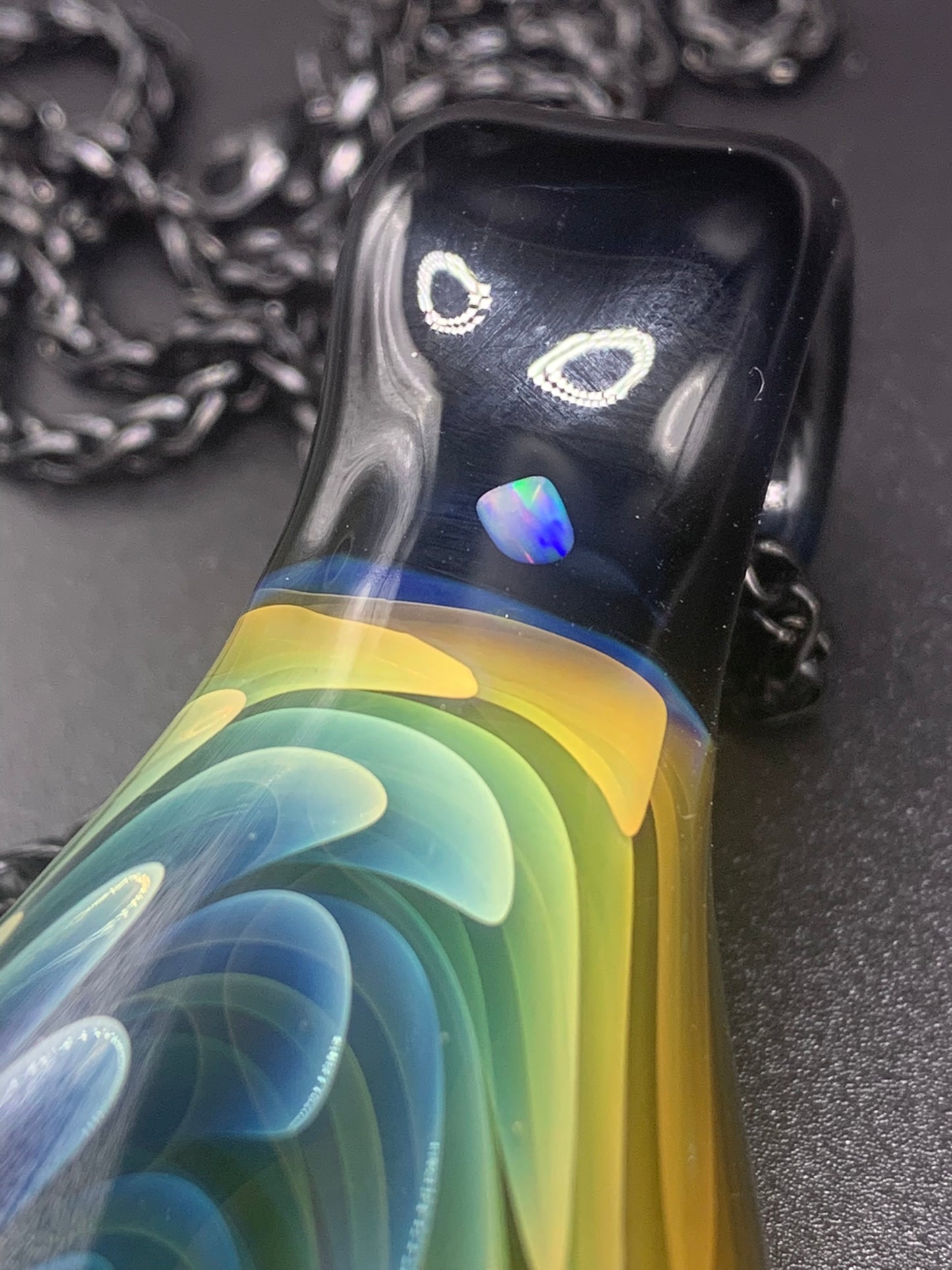 ClarksGlassWorks - XL Fumed Pendant with Opal