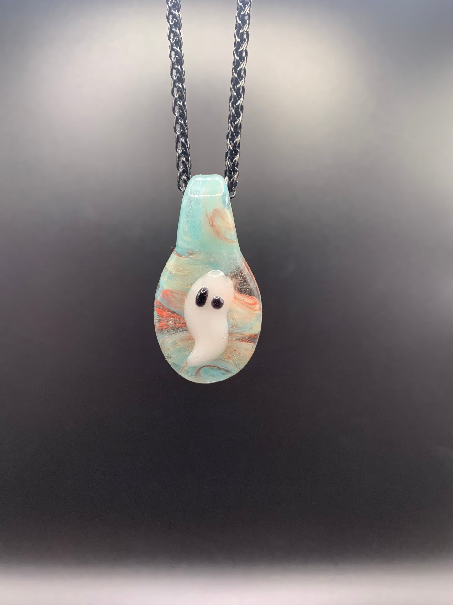 DrewskiGlass - Ghost Pendant #5 (UV and Glow in the dark)