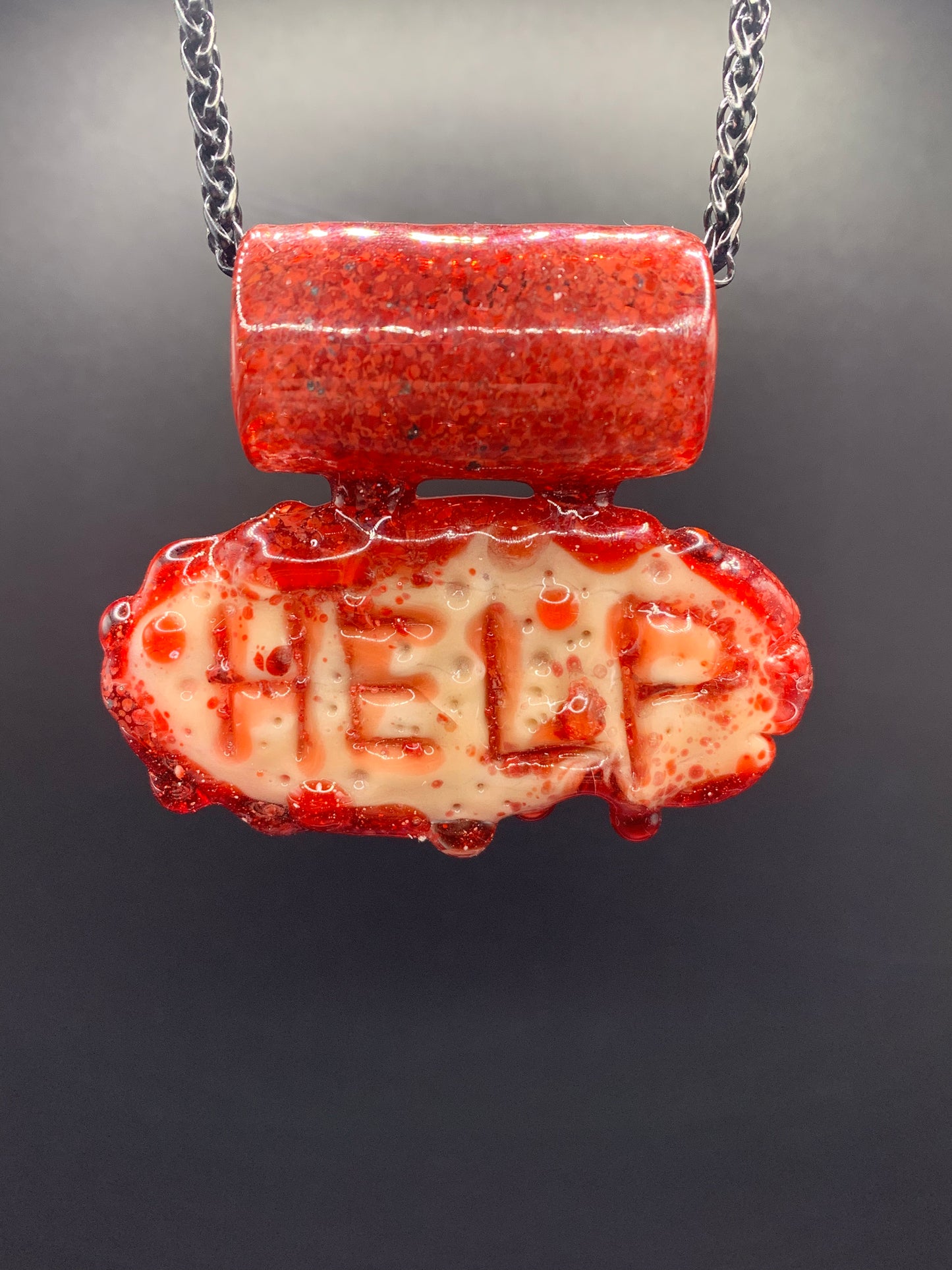 BloodfleshGlass - Carved Flesh Pendant HELP