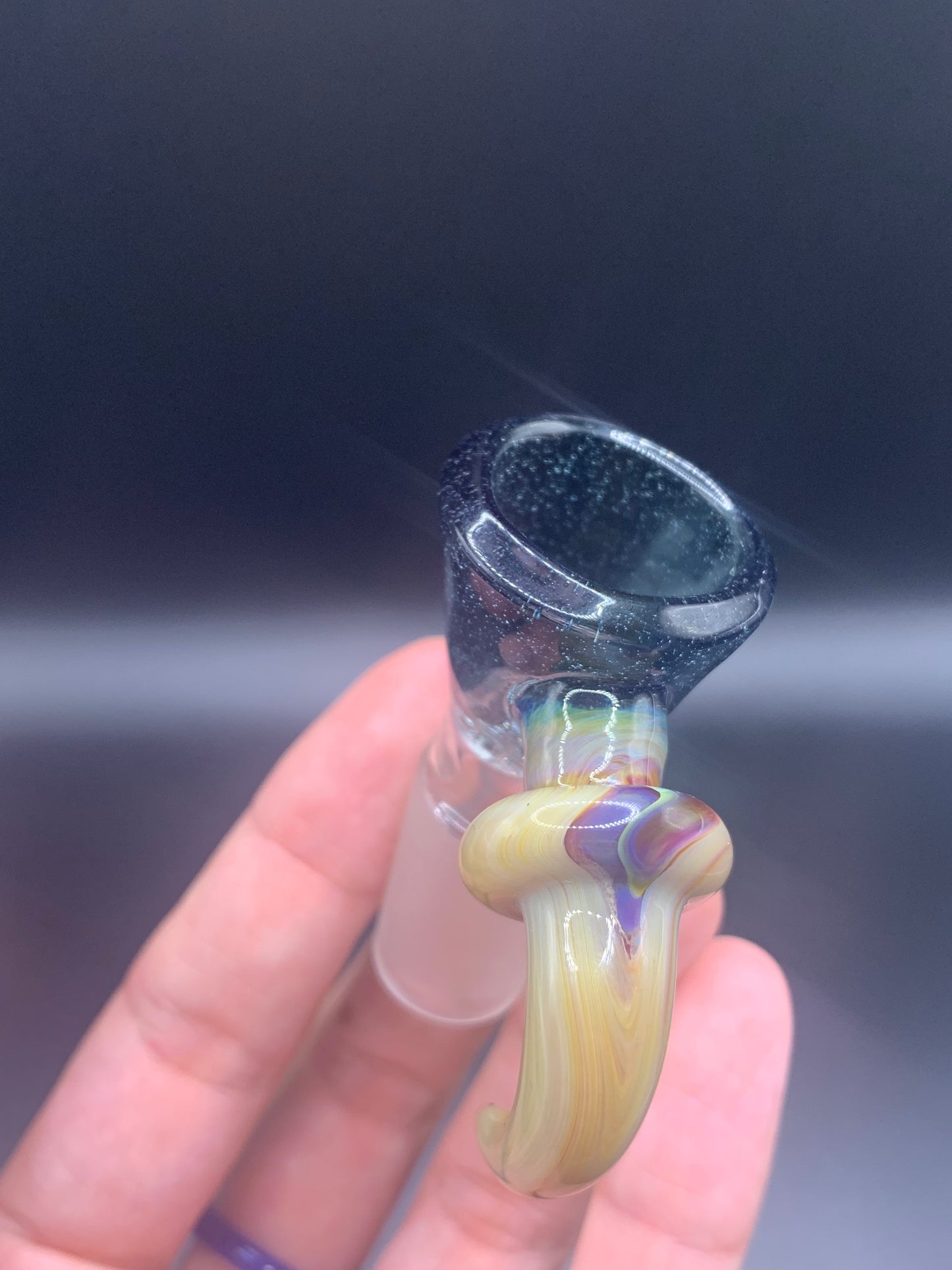 GreymarketGlass - 18mm Blue Bowl with Horn