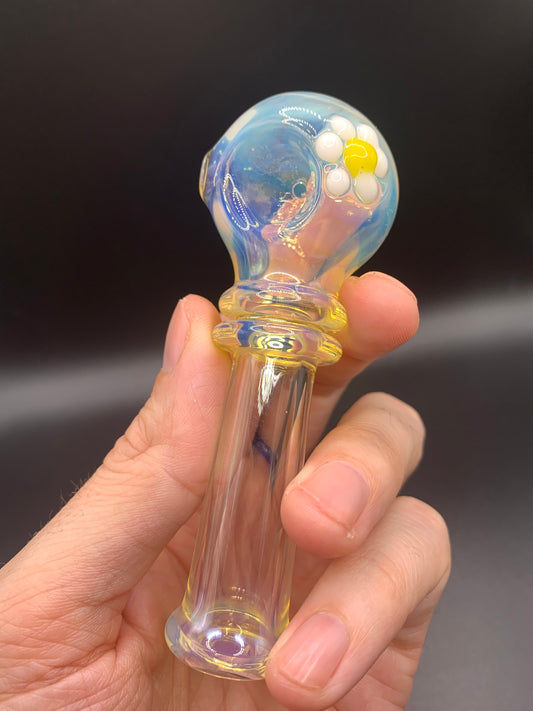 GreymarketGlass - Fumed Spoon Pipe with Daisy Flower