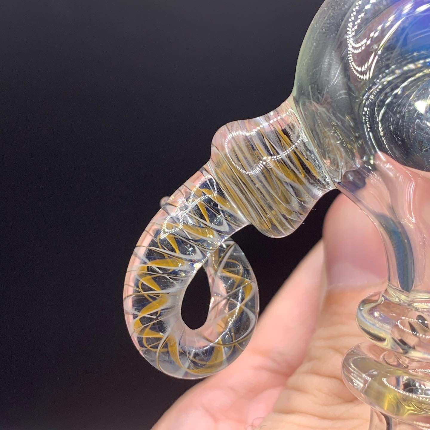 GreymarketGlass - Fumed Spoon Pipe with long twist horn