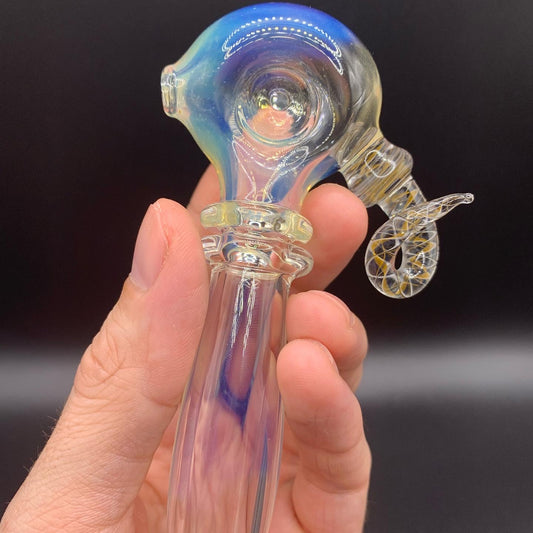 GreymarketGlass - Fumed Spoon Pipe with long twist horn