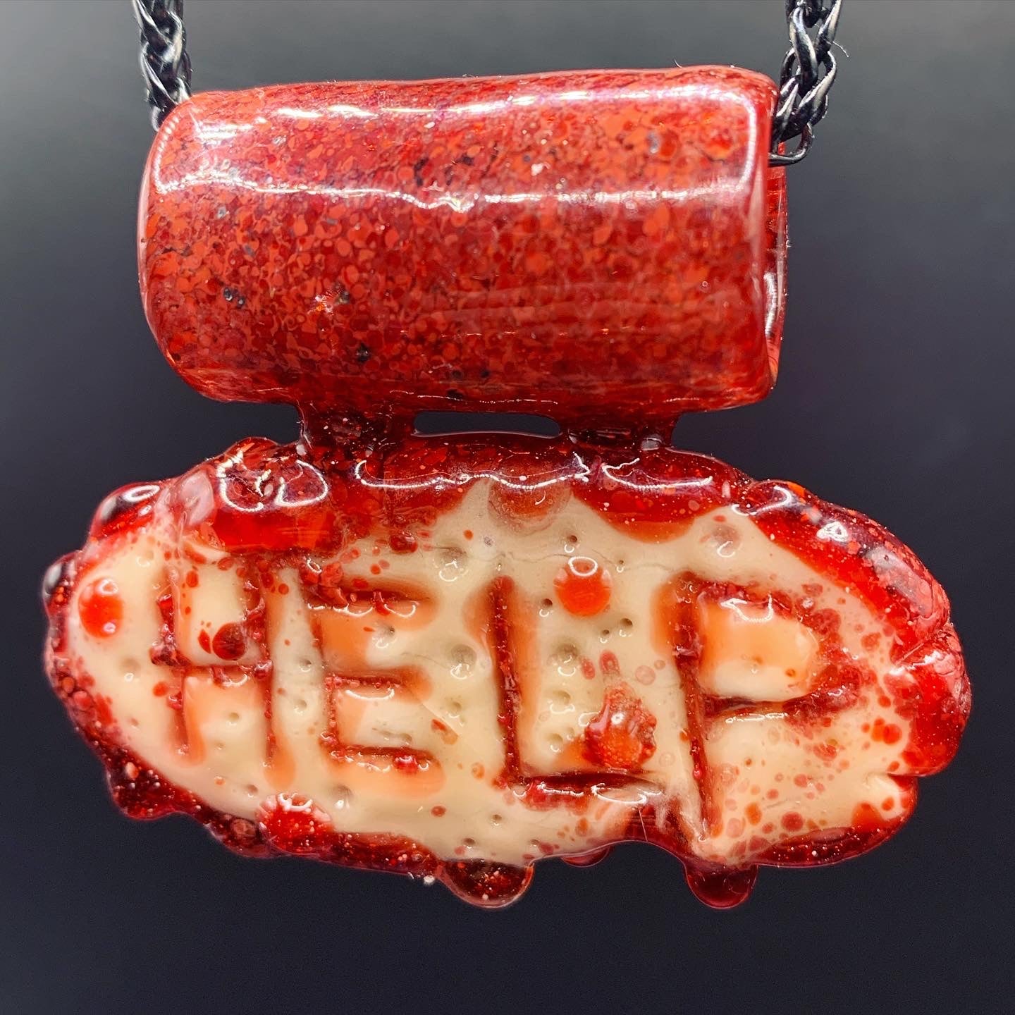 BloodfleshGlass - Carved Flesh Pendant HELP