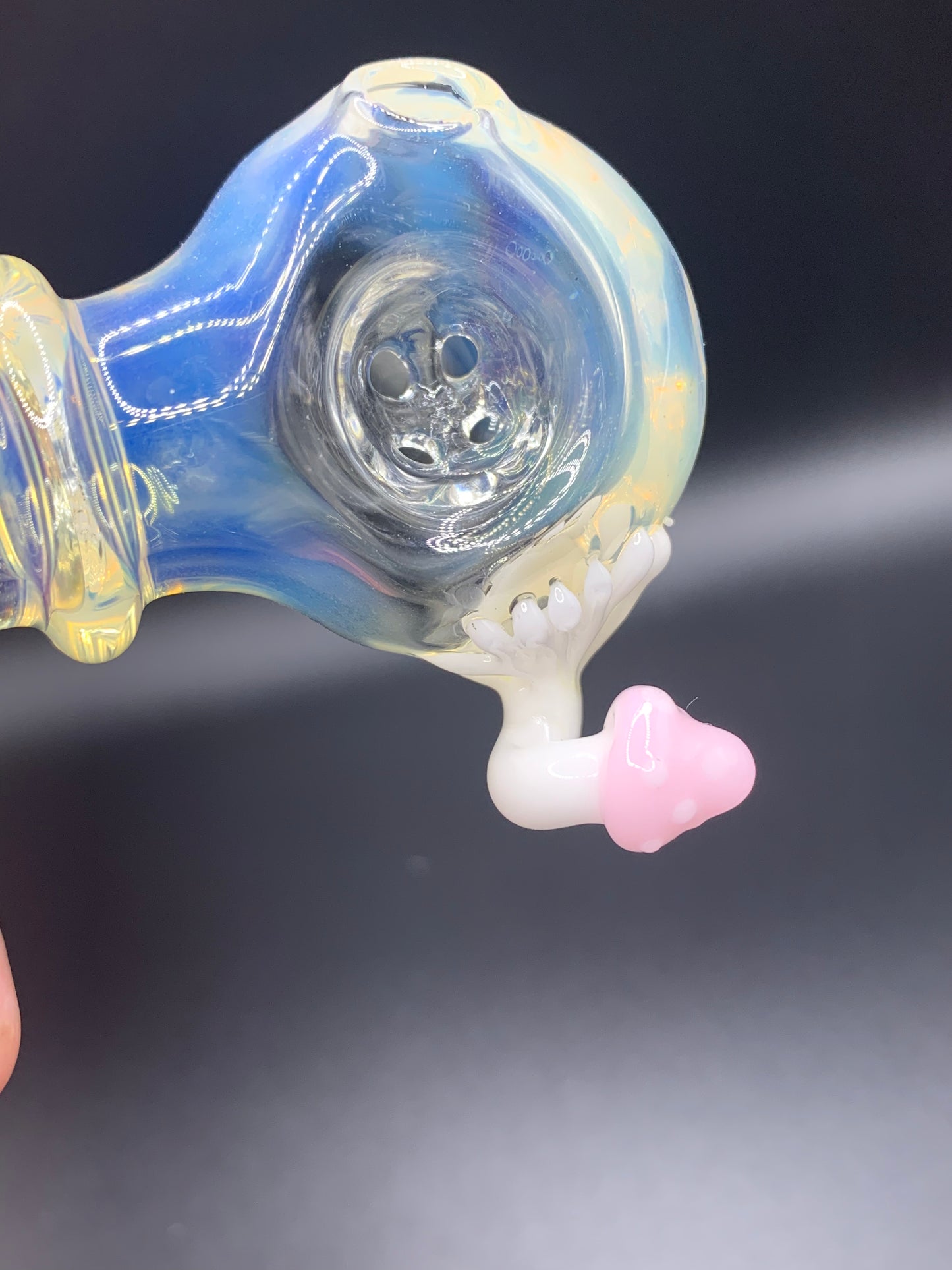 GreymarketGlass - Fumed Spoon Pipe 4hole screen and mushroom