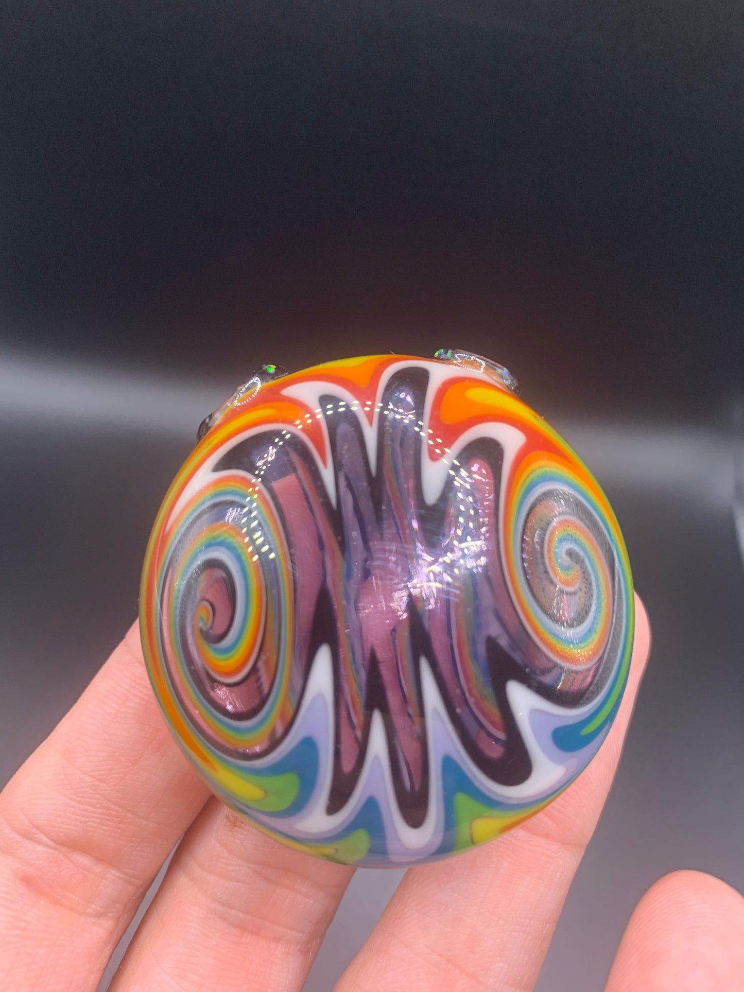 ClarksGlassWorks - Hollow WigWag Crushed Opal Pendant