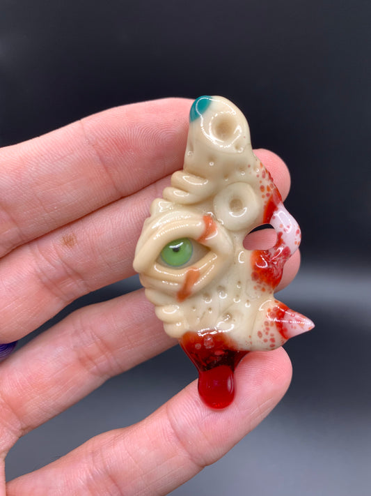 BloodfleshGlass - Bloody Flesh Eye Pendant With Horn